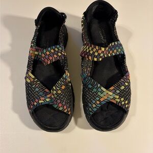 Skechers Black Multicolor Woven Slingback Sandals